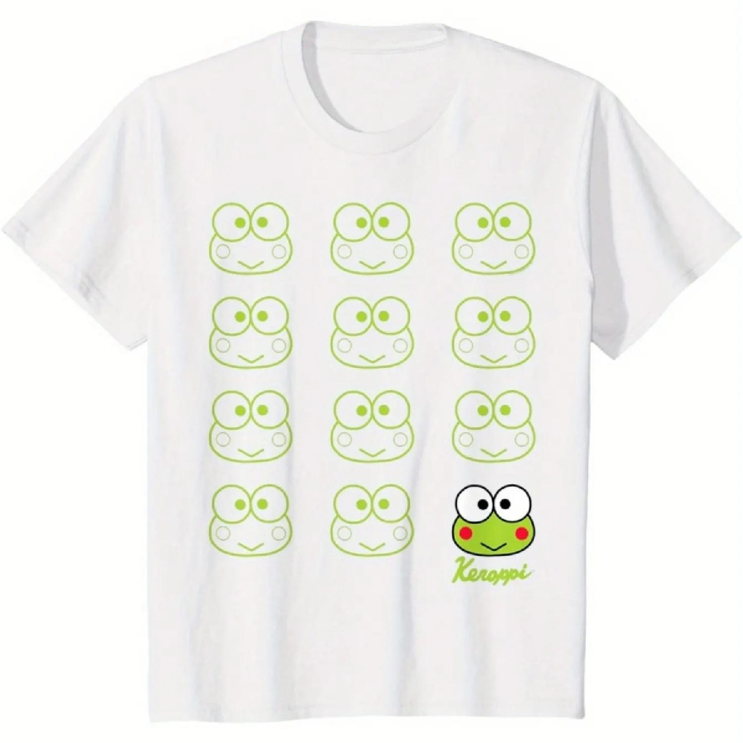 2025 Summer New Keroppi Cartoon Original Printed T-shirt Sanrio Women s Plus Size T-shirt Loose Casual Short Sleeved Top S