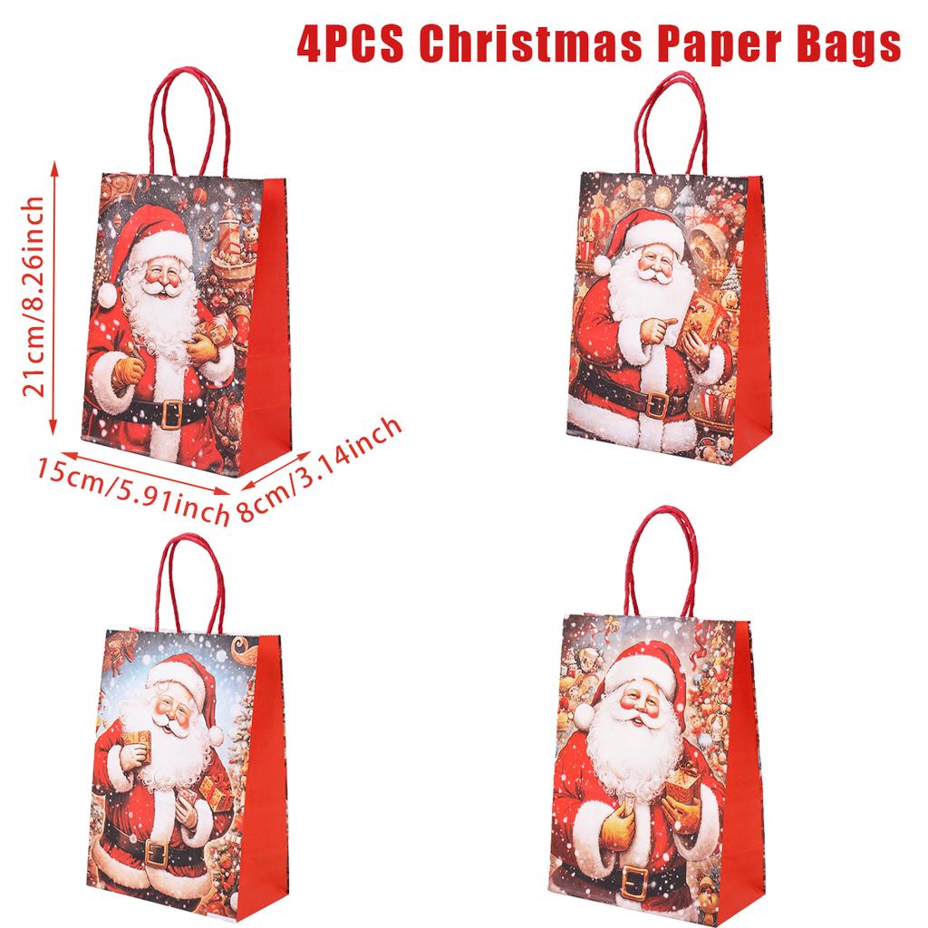 Christmas Kraft Paper Gift Bags Xmas Candy Cookies Gift Tote Bag Christmas Decoration 2025 for Home Navidad Noel New Year 2025