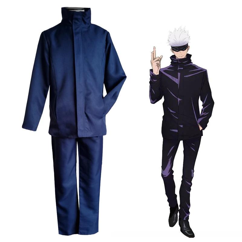 Gojo Kaisen Jujutsu Satoru Cosplay Kostyme Parykk Menn Skoleuniform Dress Antrekk