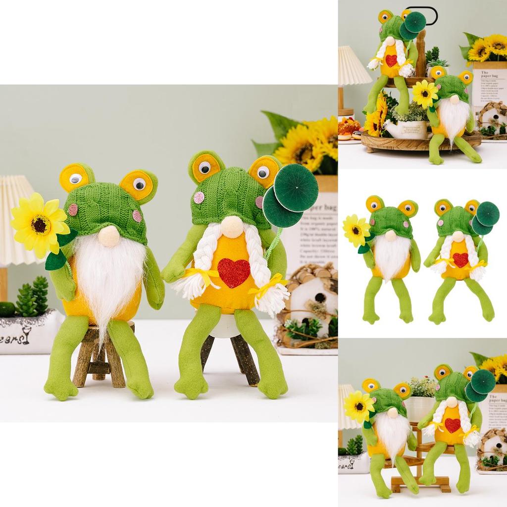 Adorable Green Frog Gnome Figurines For Spring Decorative Home Accent Unique Design