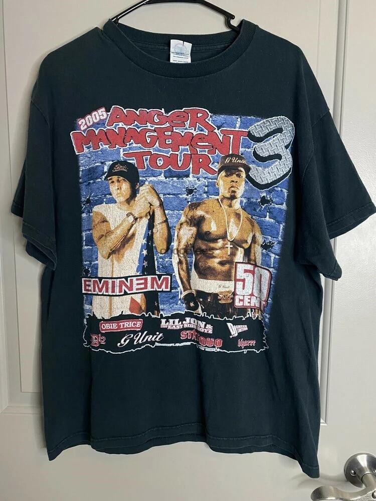 Винтажная футболка Eminem 50 Cent Anger Management Tour 2005 года, размер L, футболка в стиле рэп, унисекс XXXXL