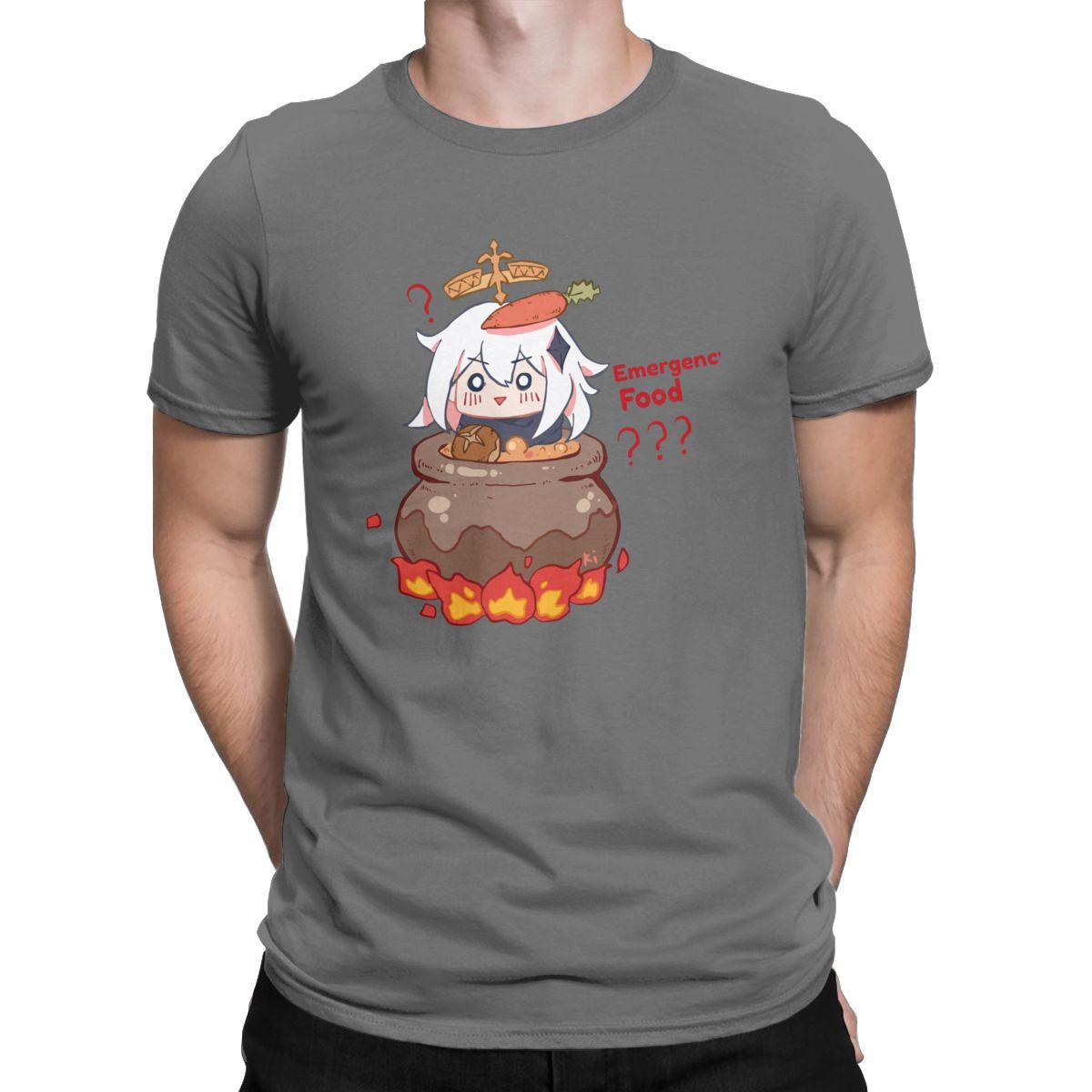 Vintage Paimon Genshin Impact Emergency Impact T Shirt For Men Pure Cotton T Shirts Genshin Impact S