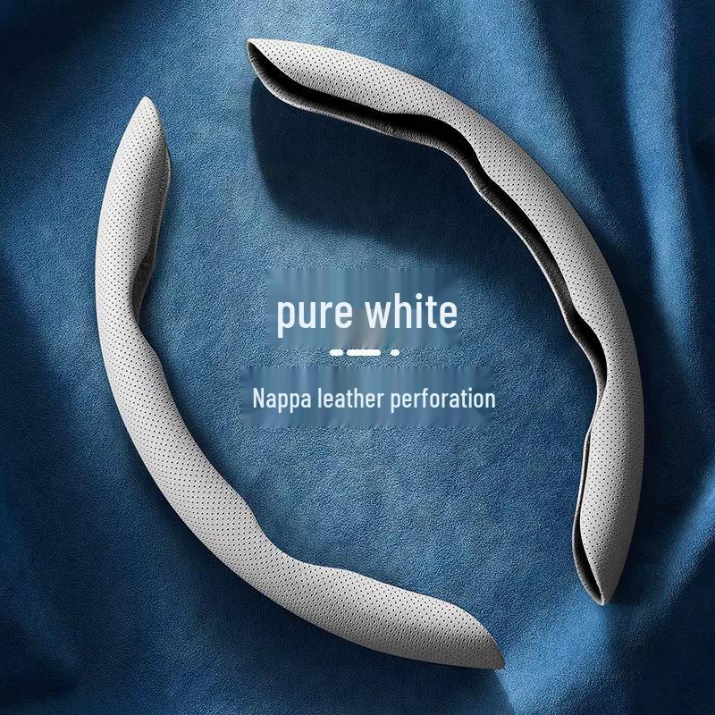 

Універсальна оплетка на кермо з шкіри наппа D-подібної форми: Чотири сезони, Нековзкий, Вологовідвідний, Ультратонкий дизайн для чоловіків і жінок 38cm