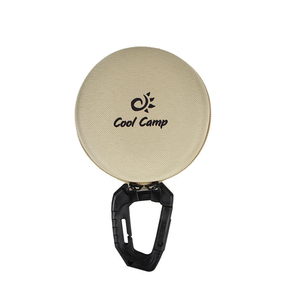 Portable Round Hard Shell Storage Case with Carabiner Clip for Outdoor Camping and Travel Accessories