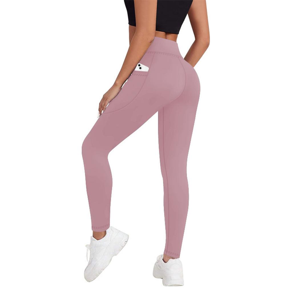 Women's Fashion High Waist Hip Slim Fitness Cropped Pants Side Pocket Sports Leggings