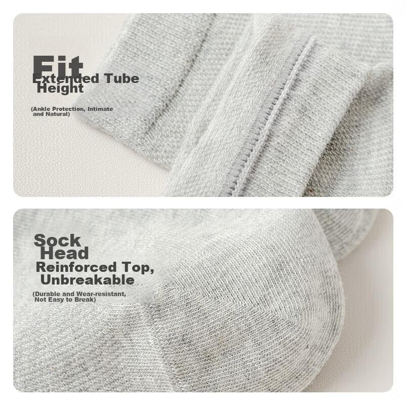 MIIOW (MiiOW) [10 Pairs] Men's Socks, Casual Short Tube Boat Socks, All-Season Cotton Socks, 7A Mesh Breathable