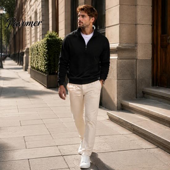 Versatile Weekend Wear Mens Quarter Zip Sweatshirt, Stand Collar Athletic Fleece Pullover, Ribbed Hem Cuffs, Casual Streetwear Hoodie Long Sleeve