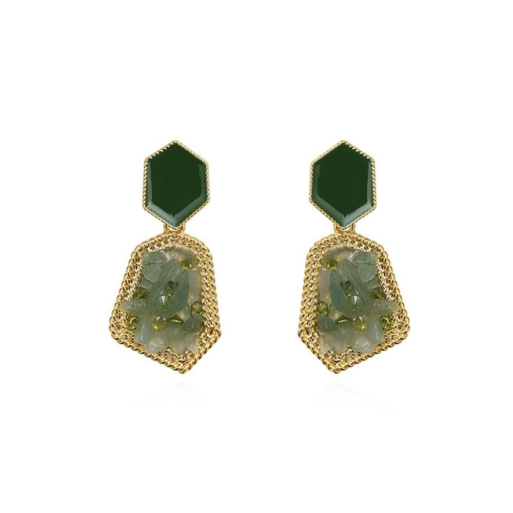 Avocado Flesh Green Earrings Fashionable French Court Style Stud Earrings Femininity High Sense Exaggerated Atmosphere Earrings