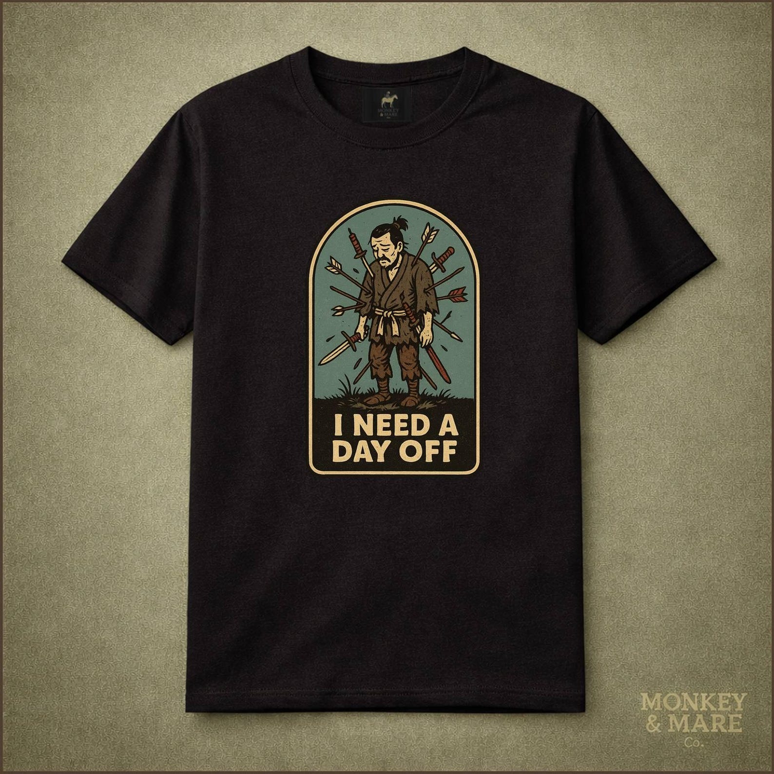 I Need A Day Off Tee | Exhausted Warrior Illustration, Burnout Humor S