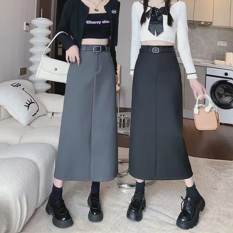 High-End A-Linien-Rock im Hongkong-Stil mit schlankmachendem Drapé und Schlitz