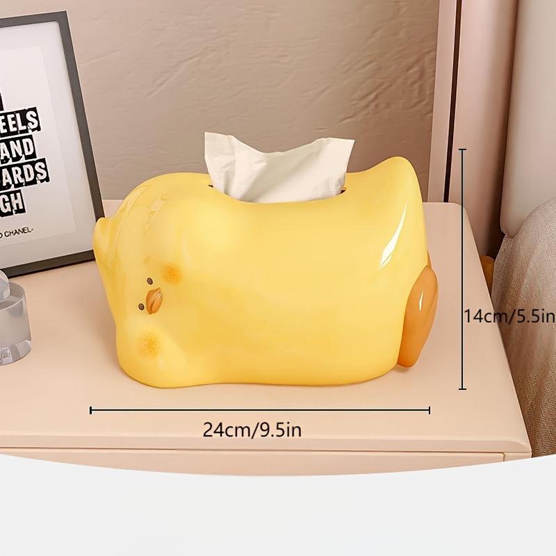 

Cute Duck Ceramic Tissue Box Holder,Polished White Decorative Napkin Dispenser with Gold-Tone Accents, Adorable Animal Design for Living Room, Bedroom