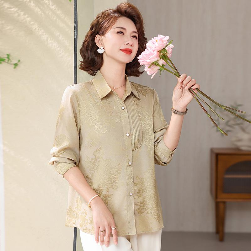 

2026 Summer Fashion Blouses for Middle-aged and Elderly Women 4XL (suggested 135-150 jin) золотой