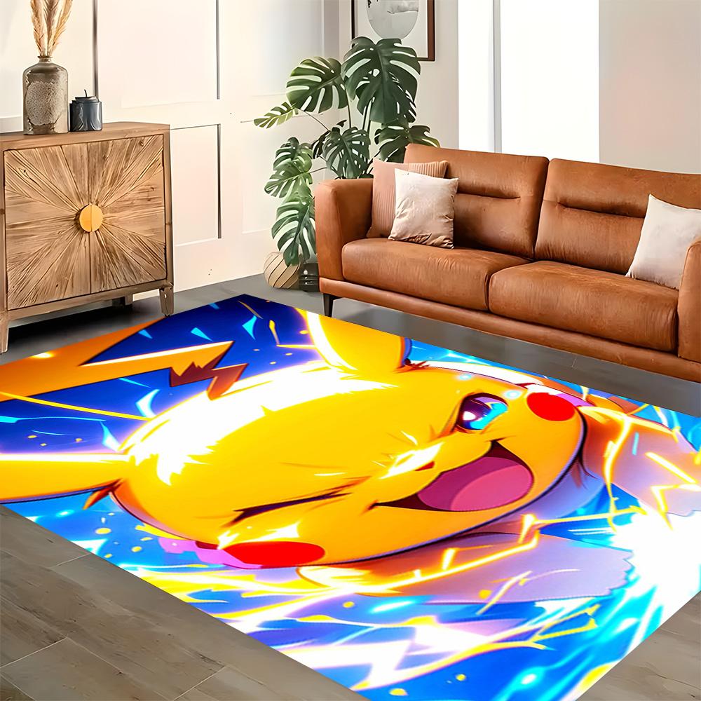 Pikachu's Electric Adventure rug for living rooms, bedrooms, home décor, and as gifts.