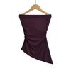 Irregular Slit Padded Bandeau Summer Top with Ruched Waist