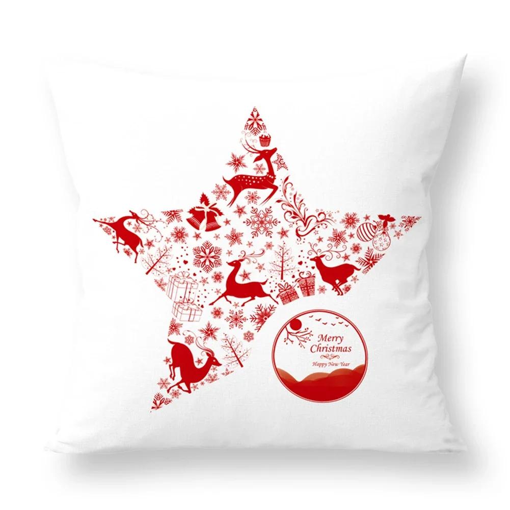 Christmas Printed Sofa Bedroom Living Room Pillow Seats Decorate Christmas Printed Printed Cushion Cover Decoración Navideña