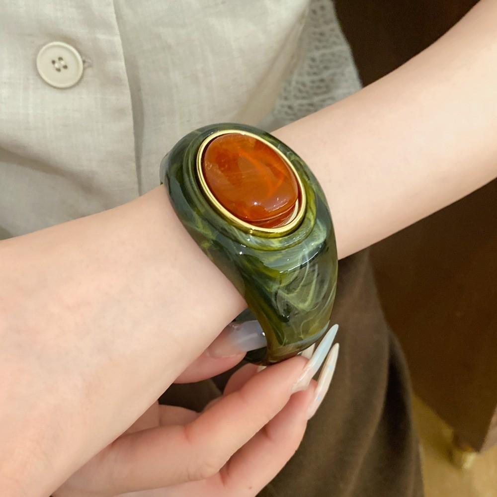 Europe American Style Acrylic Bangle Smudging Retro Hand Ring Cute Irregular Wide Bracelet Girls