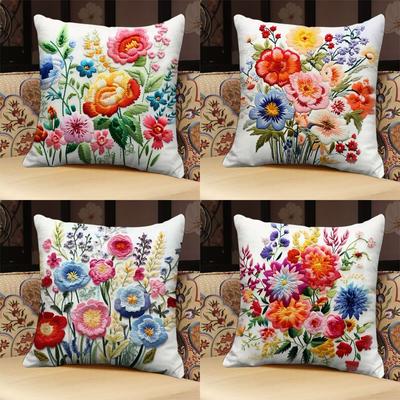 Blumen Quadratische Kissenbezug Büro Wohnzimmer Sofa Kissenbezug Bedruckt Abnehmbar Waschbar Kissenbezug