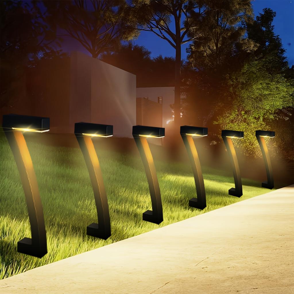 Moderne Geometrische Solarpfadleuchten, 7-förmige Außen-Gartenlampe - Wasserdicht, Warmweiße LED, für Hof, Auffahrt, Rasen Dekoration, Einfache Installation
