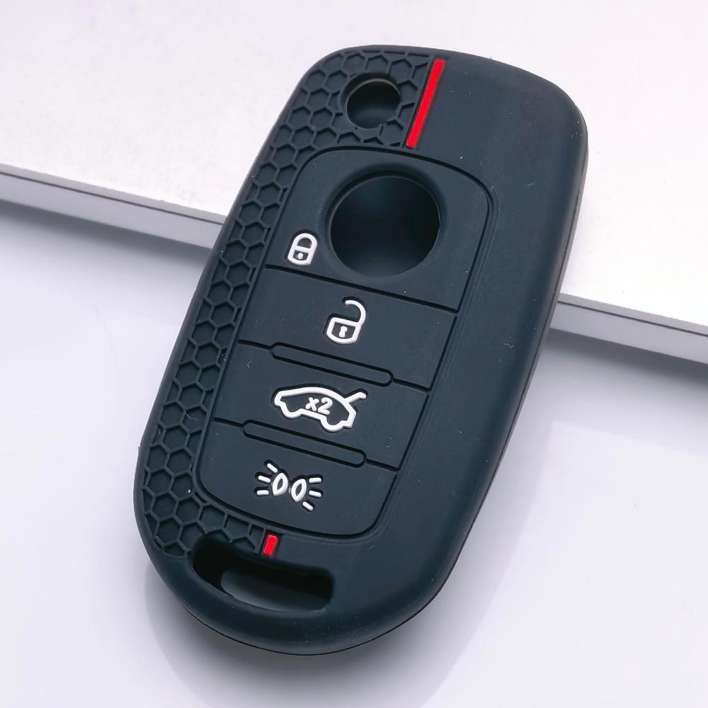 Coprichiavi in Silicone per Telecomando a Flip a 4 Pulsanti, Custodia Protettiva Anti-Graffio e Anti-Caduta per Jeep Renegade Compass per Fiat 500X Toro Argo per Dodge