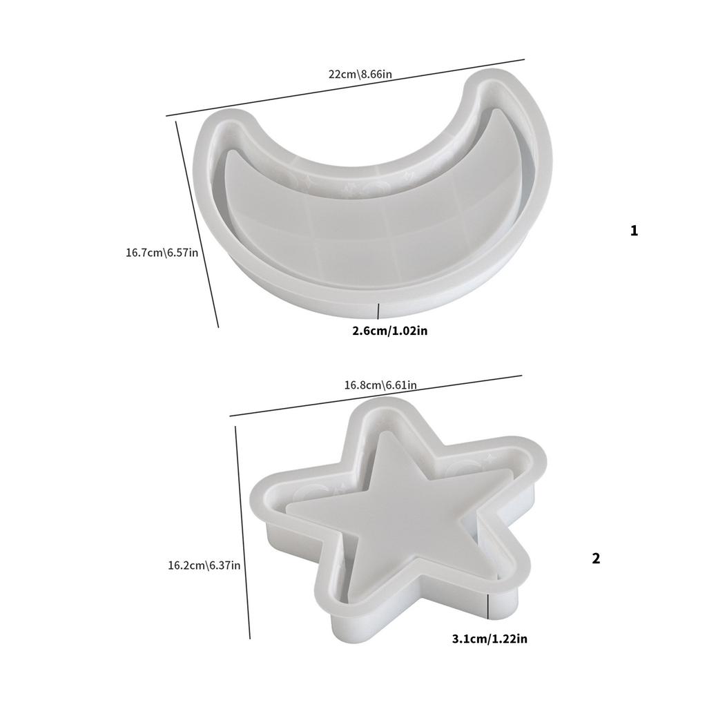 Flexible Sturdy Silicone Form for Crafting Unique Star and Moon Designs Home Storage Tray Solution Organization