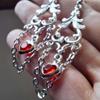 Charm Goth Sliver Color Tassel Chain Red Black Heart-shaped Crystal Pendant Dangle Earrings for Women Halloween Vampire Jewelry