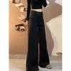 High-End and Stylish Black Suit Pants for Women, Summer 2026 New Model, High-Waisted, Drapey, Slim-Fit, Slightly Flared Wide-Leg Trousers