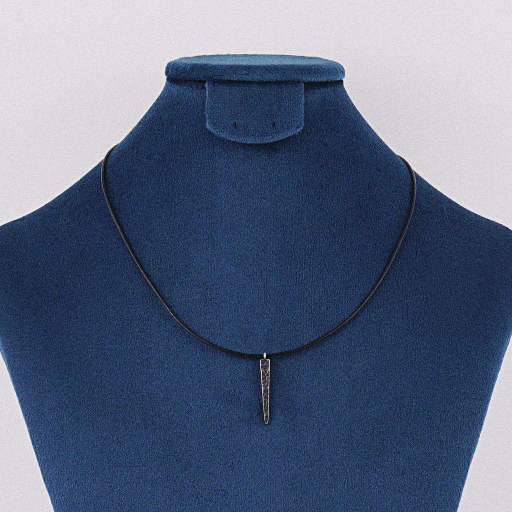 Jbans Classic Punched Antique Needle Pendant Leather Necklace (C2501-An855_Bk)
