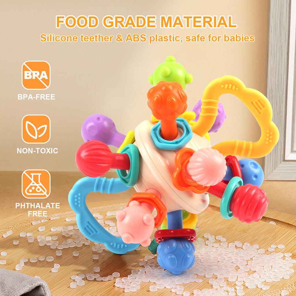 Manhattan Round Ball Baby Hand Rattle Soft Silicone Toys Baby Toys Infantil Chewable Teethers Toys for Newborn 0-12 Months