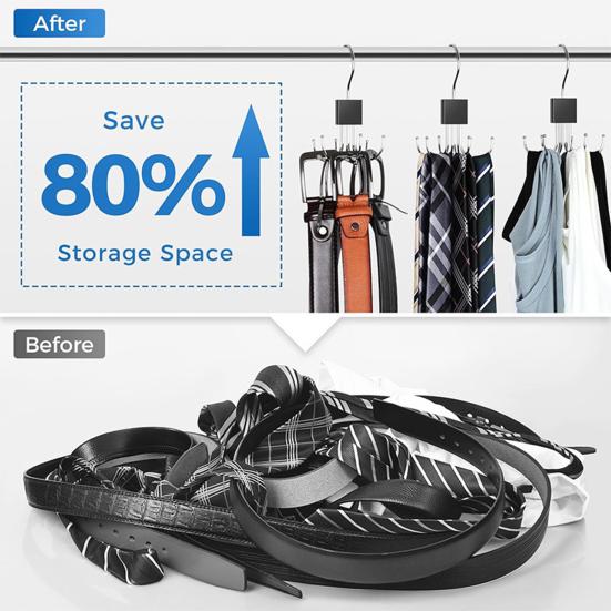 1/2Pcs Belt Hanger Closet Organizer 360-Degree Rotatable Strong Load-bearing Belt Display Rack Storage Holder