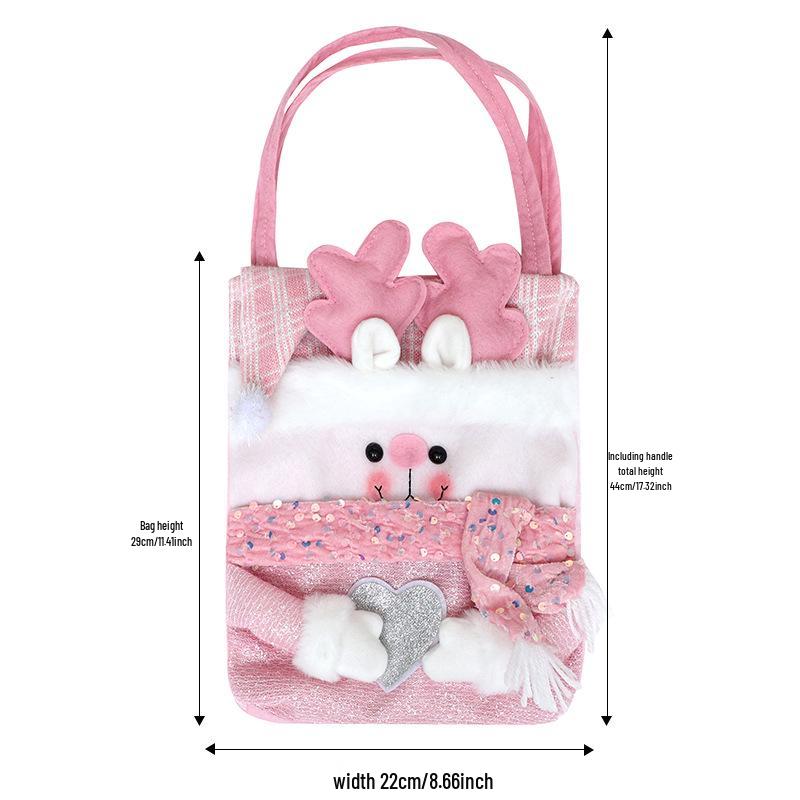 Christmas Candy Bags with Santa Claus Design, Imitation Linen Gift Bags for Holiday Decor