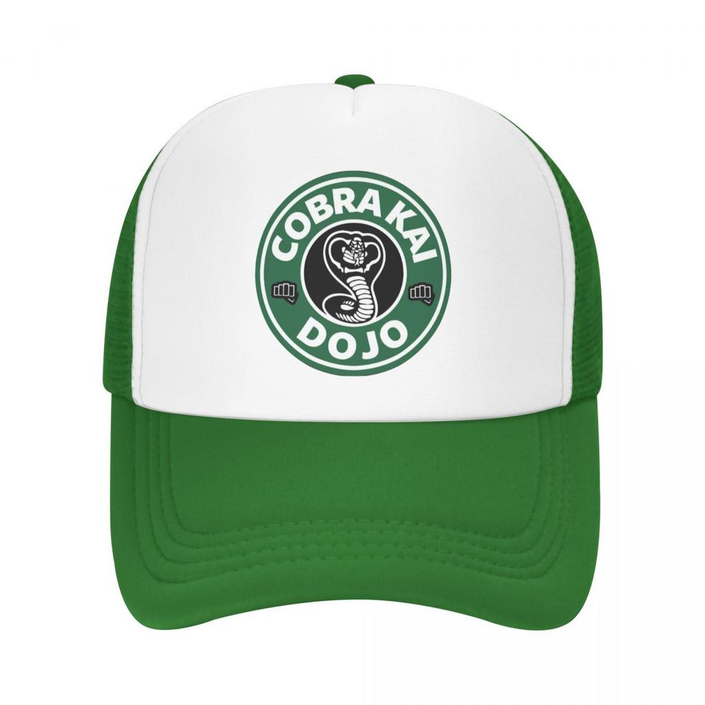 Cobra Kai Dojo Coffee Logo Baseball Caps Unisex Snapback Hats Lovers Trucker Caps Women Breathable Mesh Visor Bones