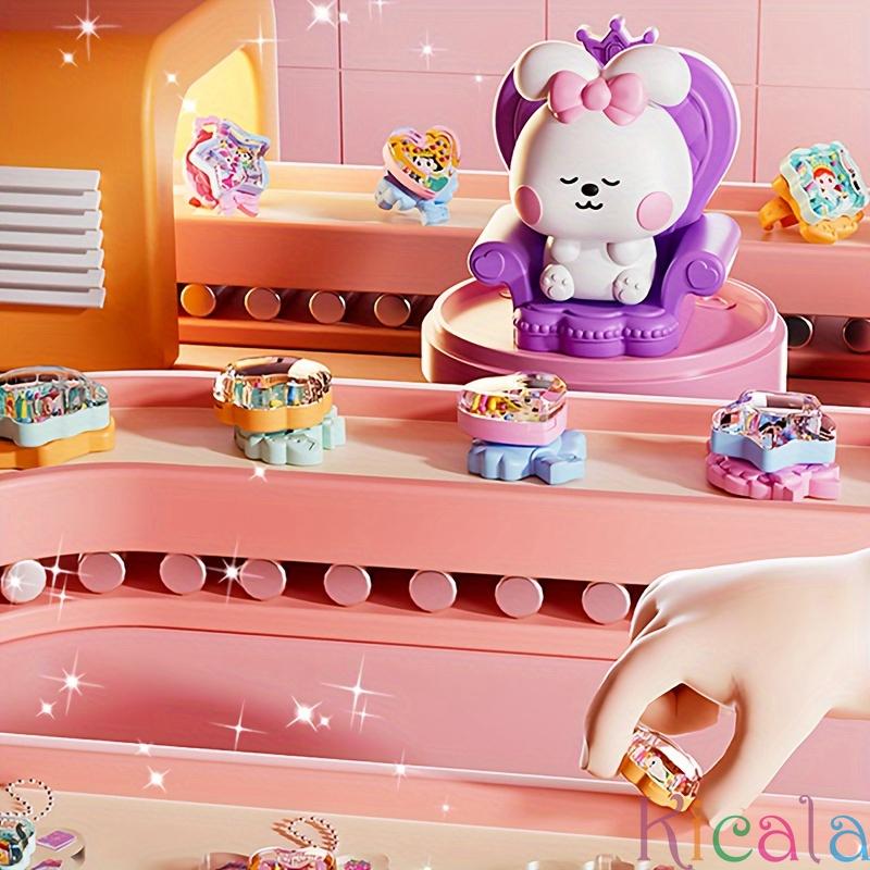 77pcs Set Children's Handmade DIY Multifunctional Magic Box Ring Jewelry Antique Card Sticker Machine Set Relieving Puzzle Toy