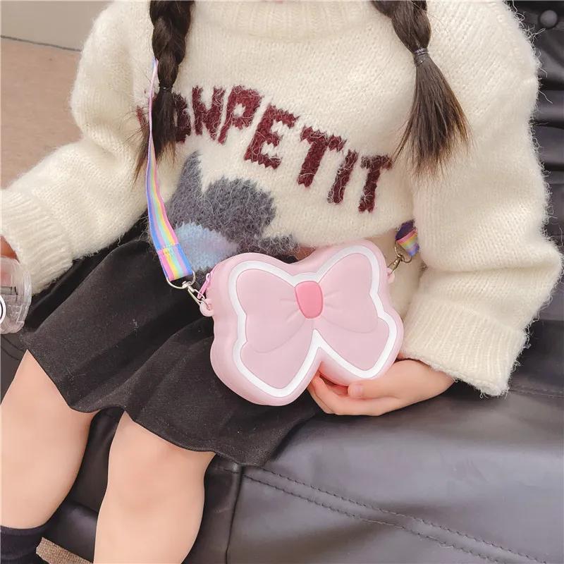 Children's Silicone Bag Cute Butterfly Single-shoulder Bag Girls' Candy-colored Bow Cross-shoulder Bag Kids Small Coin Purse New