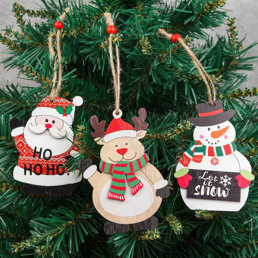 Trees Christmas Decoration Printed Wooden Shopping Mall Atmosphere Dress Up