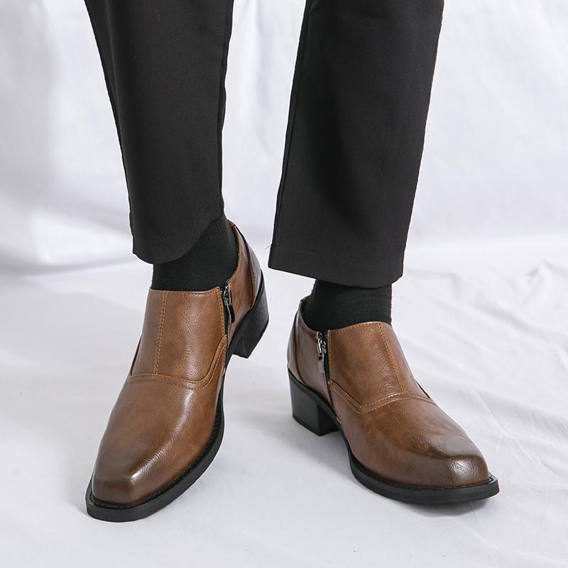 Platform Men Leather Shoes Outdoor Driving Men Shoe Mens Oxfords Dress Shoes Slip On Office Pattern Business Flats Shoes Men