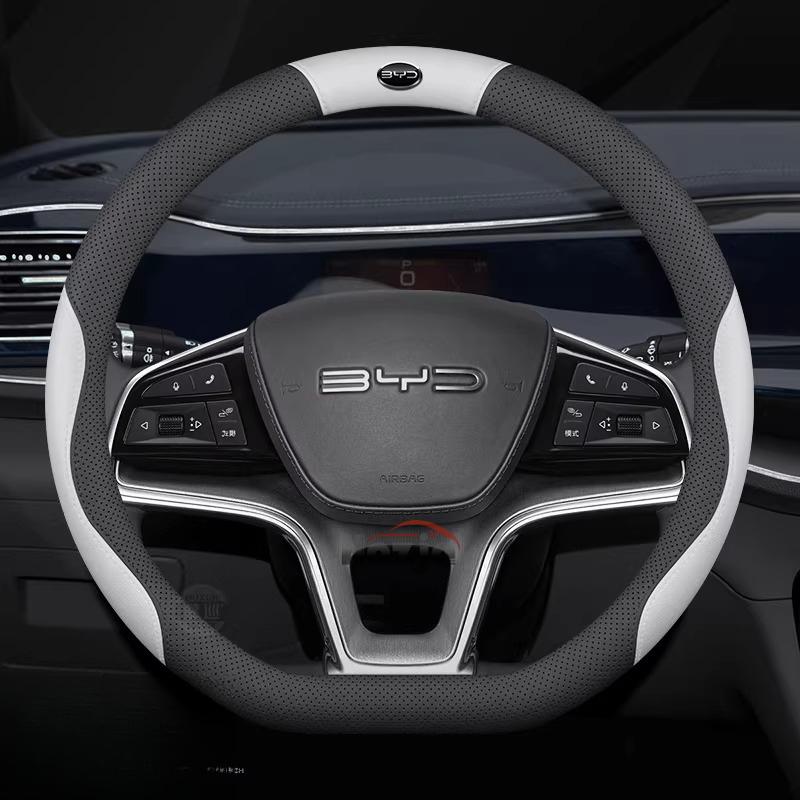 

Leather Car Steering Wheel Cover for BYD Seal U Dmi Interior Accessories BYD Sealion 5 7 2025 2026 Steering Wheel Cover