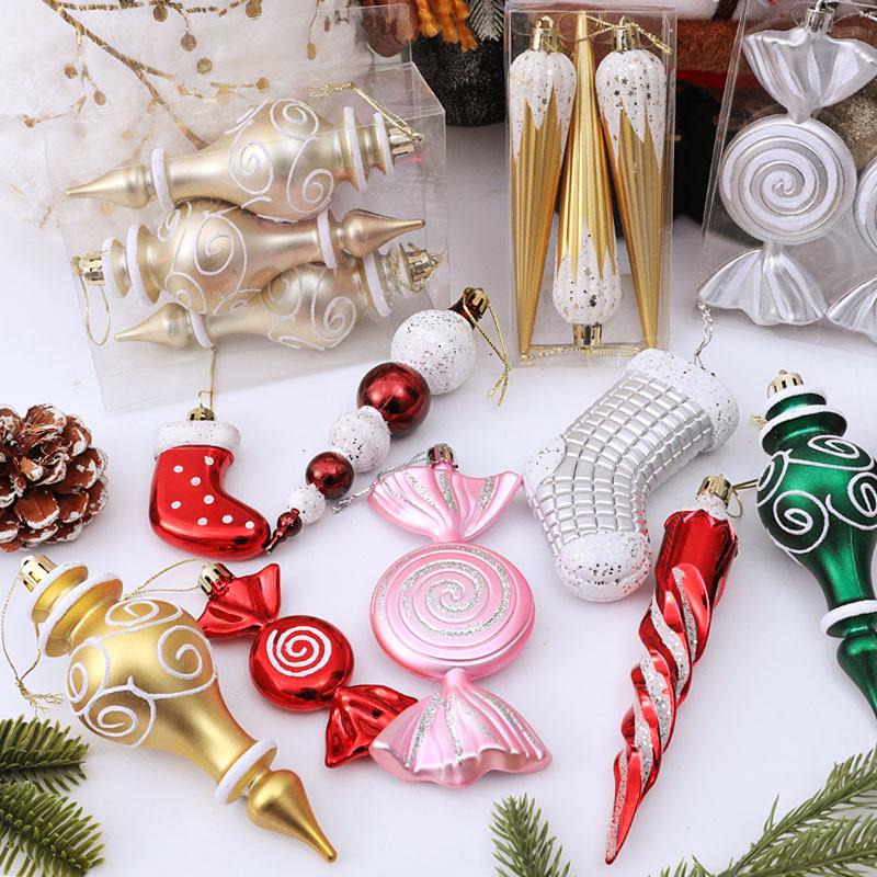Hand-Painted Flat Candy Christmas Tree Ornament Set
