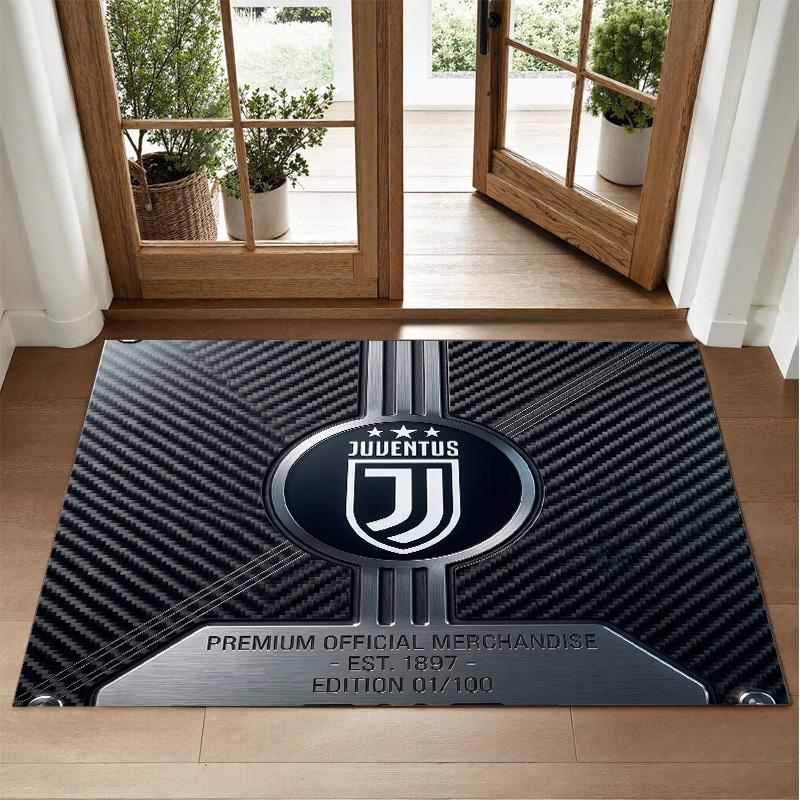 Juventus FC Design Crystal Velvet Rug Soft Decorative Mat for Bedroom Entrance