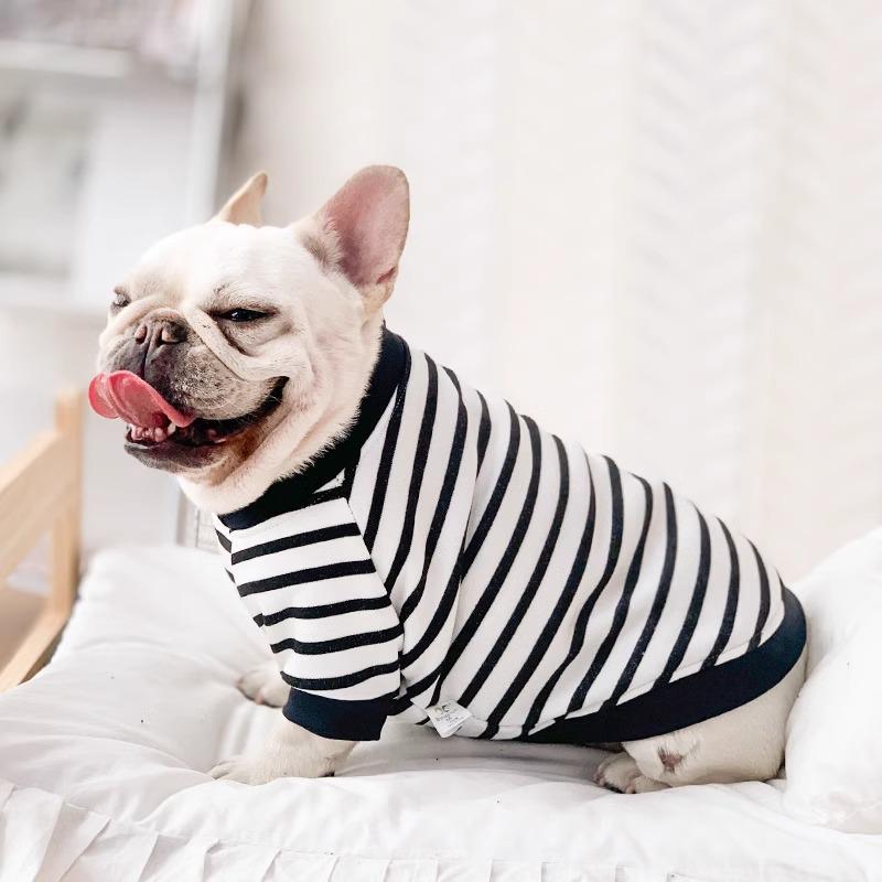 Striped Two-Legged Hoodie for French Bulldog, Pug, and Small Dogs - Light Spring & Autumn Wear