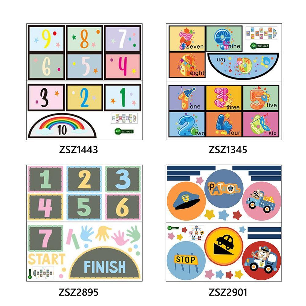 PVC Hopscotch Game Floor Stickers Self-adhesive Wall Art Creative Cartoon Number Grids  Kid's Room