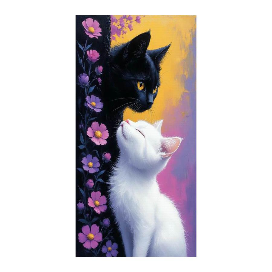 Black and White Cat Large Size Diamond Painting New Collection Pet Animals Diy Full Drill Rhinestone Embroidery Mosaic Cross Stitch Kits