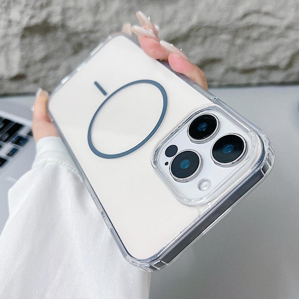 Magnetic  Clear Case For iPhone 16 E 15 14 13 12 11 Pro Max Plus Mini XS XR Funda For Magsafe Silicone Transparent Cover