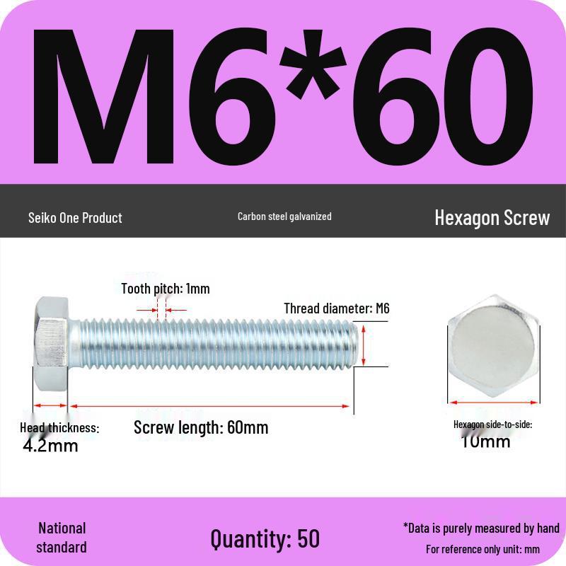 8.8 Grade Galvanized Hex Head Bolt, High-Strength M4-M30