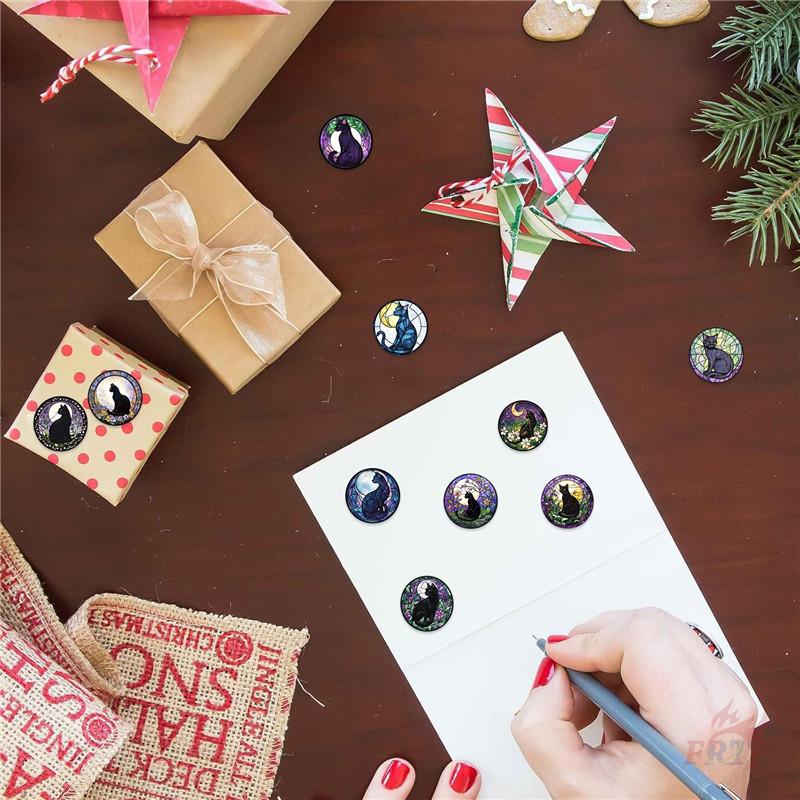 500Pcs/Roll Black Cats Under The Moonlight Kids Rewards Stickers - DIY Scrapbooks Album Decor Sealing Label Decals