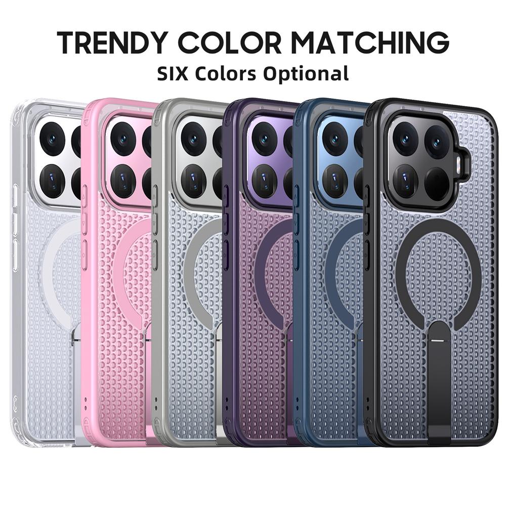 KEYSION Hollow Heat Dissipation Magnetic Case for Xiaomi 17T Pro 5G Cooling Hide Stand Shockproof Phone Cover for Xiaomi 17T 5G