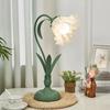 French Lily of the Valley Table Lamp, Vintage Floral Ambient Night Light, Decorative Flower Desk Lamp for Bedroom Bedside