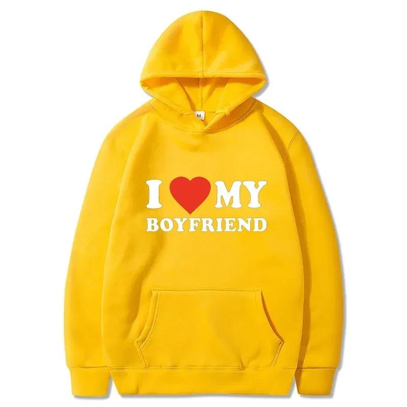 I Love My Boyfriend Girlfriend Printed Hoodie Couple Fashion