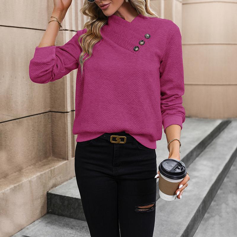 Women's Casual Elegant Asymmetrical Neck Sweater Solid Color Fall Winter Top for Casual Comfortable Pullover