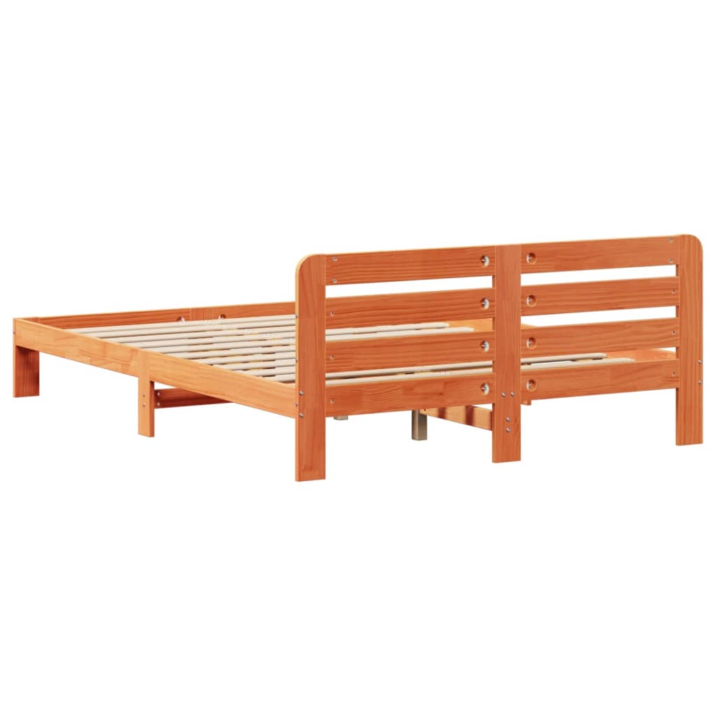 Solid Wood Bed Without Mattress Wax Brown 120x190 Cm Pine Wood