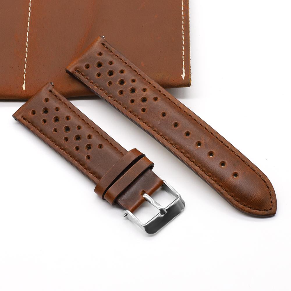 Onthelevel 18 19 20mm Leather Skin Watch Strap 22mm 24mm Soft Black Blue Brown Watchband With Quick Release Bar Wristband #E